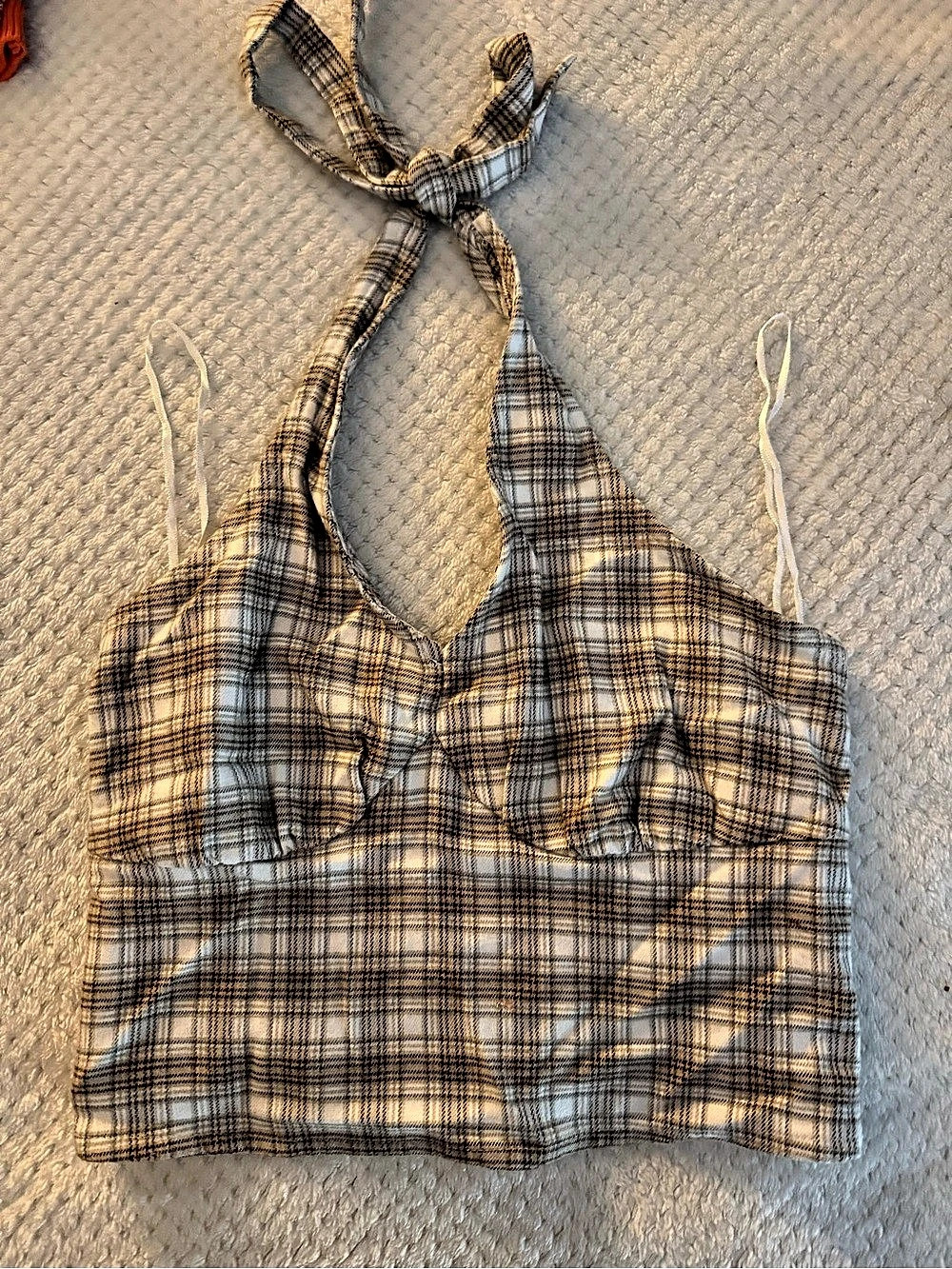Hollister Plaid Halter Crop Top Size Small Like New
